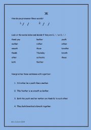 English Worksheet: Pronunciation of th