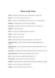 English Worksheet: Places in town vocabulary