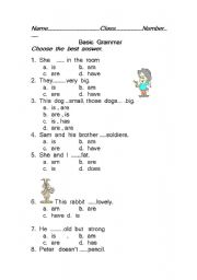 English Worksheet: basic grammar test