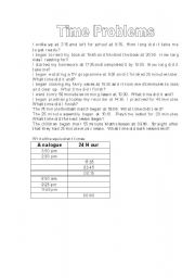 English worksheet: Time Problems