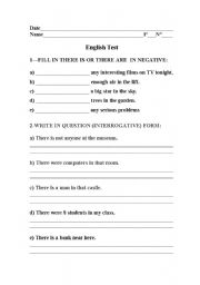 English worksheet: There To Be