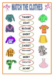 MATCH THE CLOTHES - ESL worksheet by jessica farias