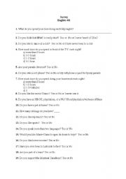 English worksheet: Simple survey