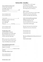 English Worksheet: Read my Mind