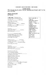 English Worksheet: Friday Im in love by The Cure