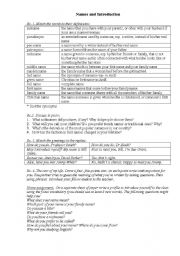 English worksheet: Names and Introduction
