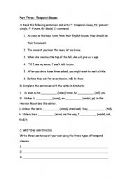 English Worksheet: temporal Clauses