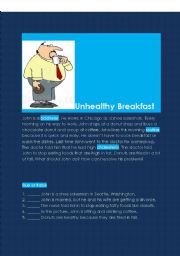 English Worksheet: Unhealthy Breakfast