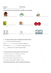 English worksheet: simple present with drawings
