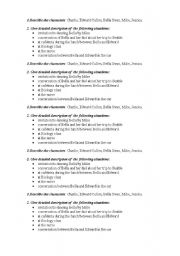 English worksheet: Tasks for Twilight Chapters 4-6