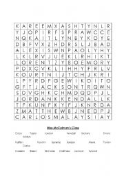 English worksheet: Classroom Word Find