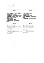 English worksheet: 4-class lesson plan