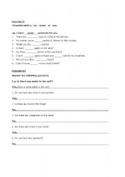 English Worksheet: quantifiers and explanation of some/ any (continuted)
