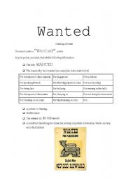 Wanted poster worksheets