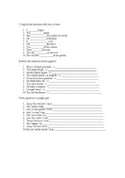 English Worksheet: was were