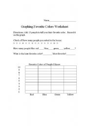 English Worksheet: Graphing with favorite colors