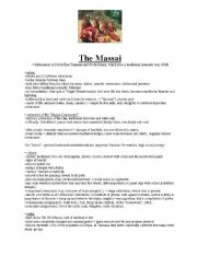 English worksheet: presentation : The Massai