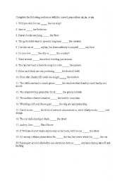 English worksheet:  prepositions: at, in, or on.