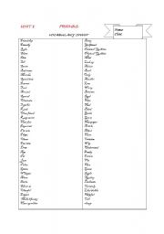 English Worksheet: vocabulary list for 8th grade students