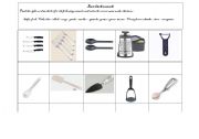 English worksheet: basic utensels