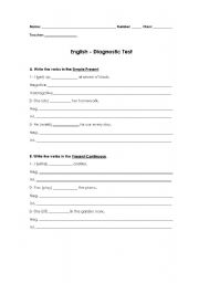 Diagnostic Test 10th Grade ESL Worksheet By Nannini