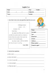 English Test - ESL worksheet by luaazul