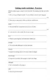 English Worksheet: linking words