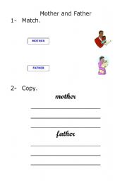 English Worksheet: mother and father