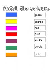 English worksheet: Match the colours