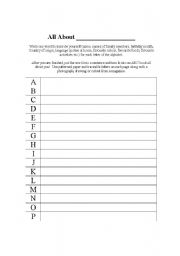 English Worksheet: All About Me ABC Book