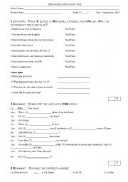 English worksheet: Mid term tes for 10 graders 