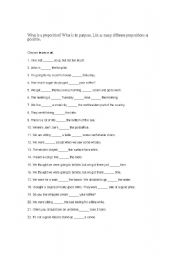 English worksheet: Prepositions: on, at, in