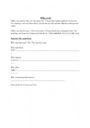 English worksheet: Who is it?