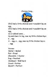 English Worksheet: Chicken Song