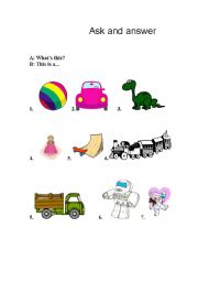 English Worksheet: toys - ask and answer