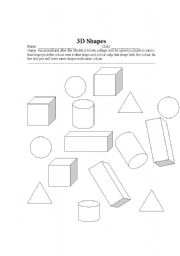 English worksheet: 3 D shapes