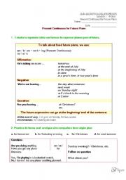 English Worksheet: Present Continuous For Future Plans