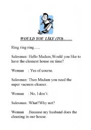 English Worksheet: would like