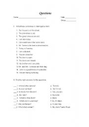 English worksheet: To be questions -Simple Present