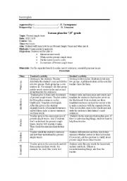 English worksheet: 8th grade lesson plan