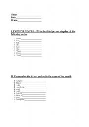 English worksheet: simple present tense