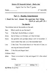 english exercises test 4 for the 4th grade