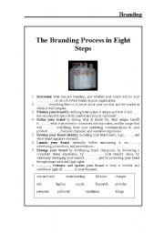 English worksheet: BRANDING PROCESS IN 8 STEPS