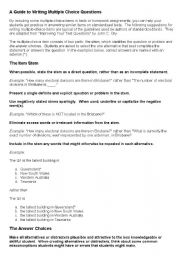 English Worksheet: A guide to writing multiple choice items