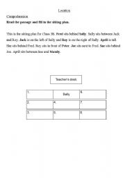 English worksheet: Preposition_Sitting_Plan