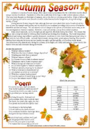 English Worksheet: Autumn season
