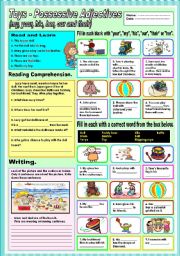 English Worksheet: Toys - possessive adjectives (my, your,his,her,our and their)