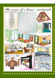 The rooms of a house - wordsearch  (keys included)