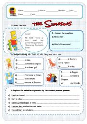 English Worksheet: the simpsons