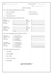 English worksheet: A quiz for beginners